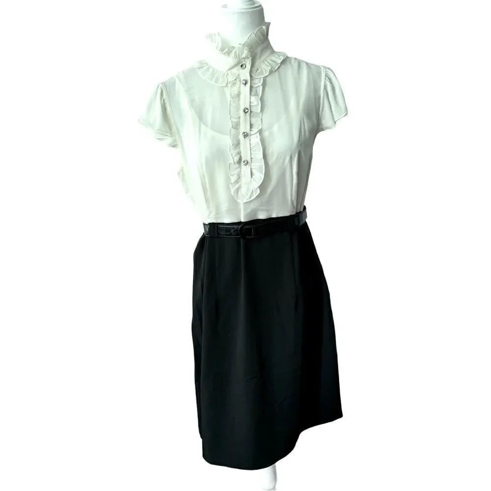 Vintage Dress Barn Black White Dress Belt